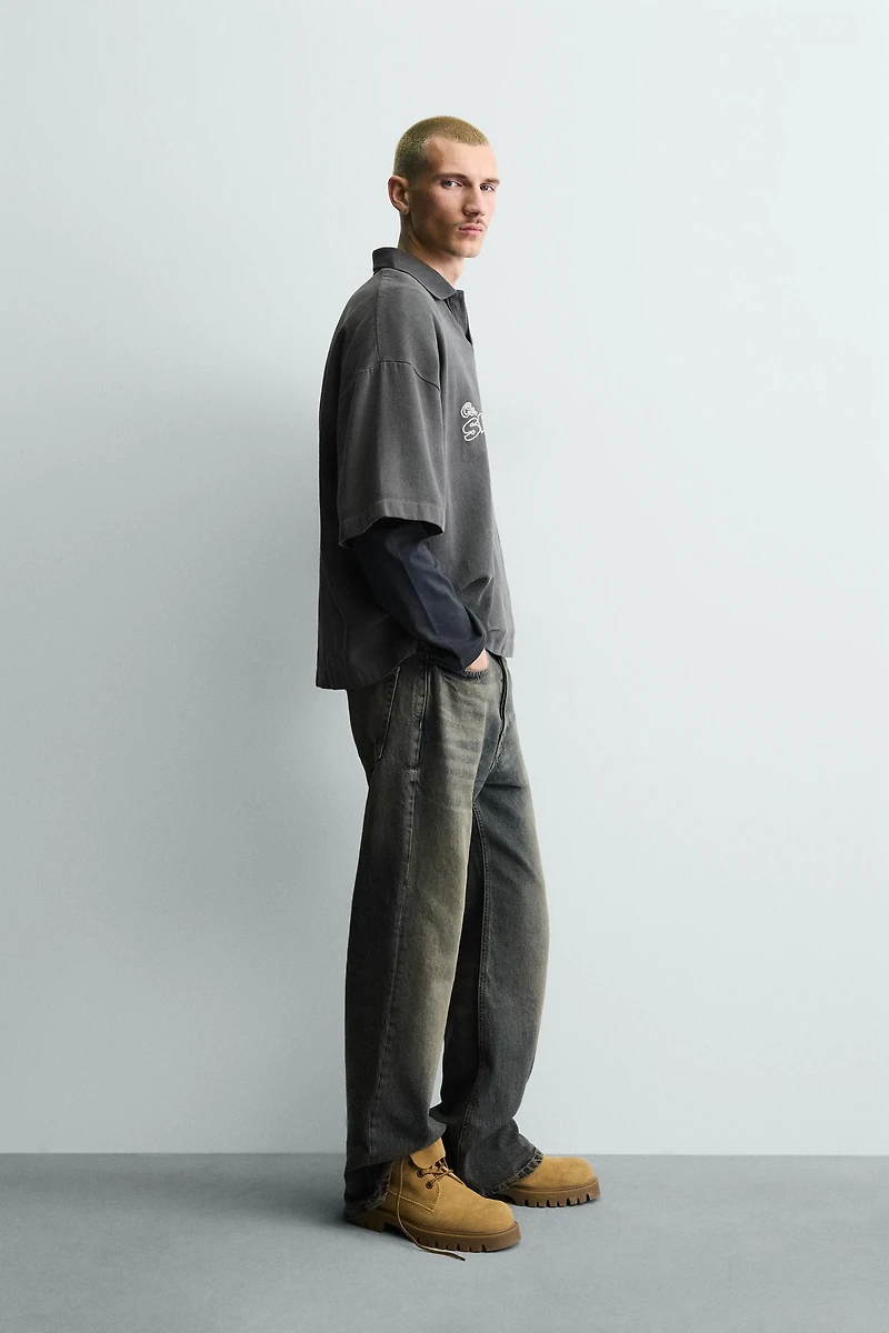 EMBROIDERED TEXT POLO SHIRT