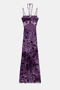 ROBE LONGUE EN TULLE FLOQUÉE