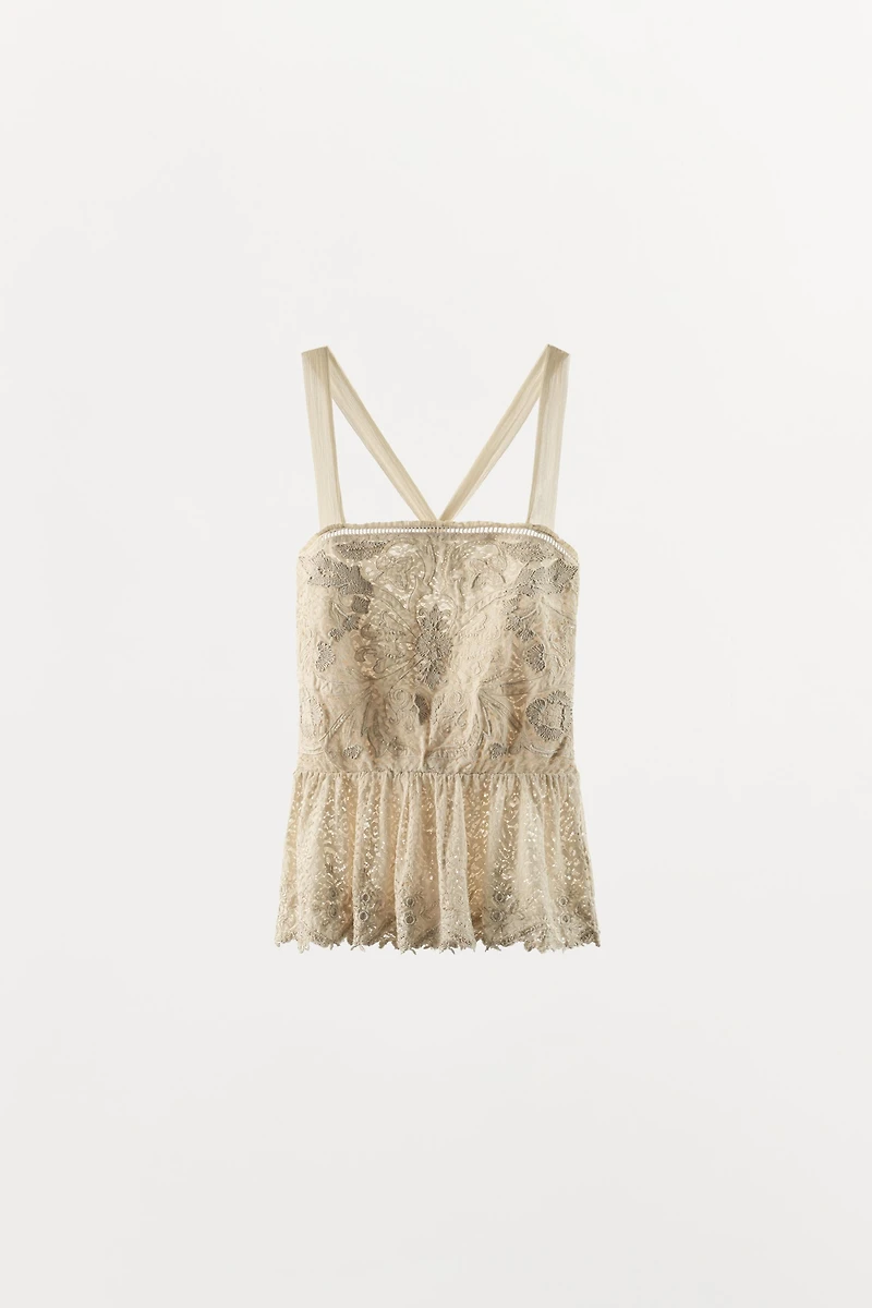 EMBROIDERED LACE COMBINATION TOP
