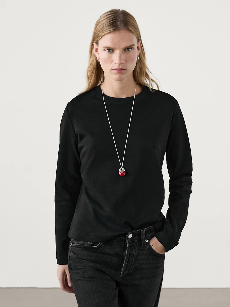 100% cotton interlock long sleeve T-shirt