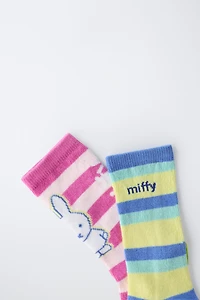 LOT DE DEUX CHAUSSETTES MONTANTES À RAYURES MIFFY™ MERCIS BV ©