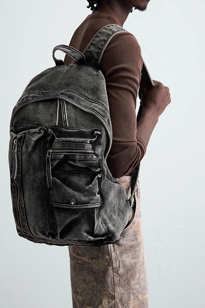 WASHED EFFECT DENIM BACKPACK