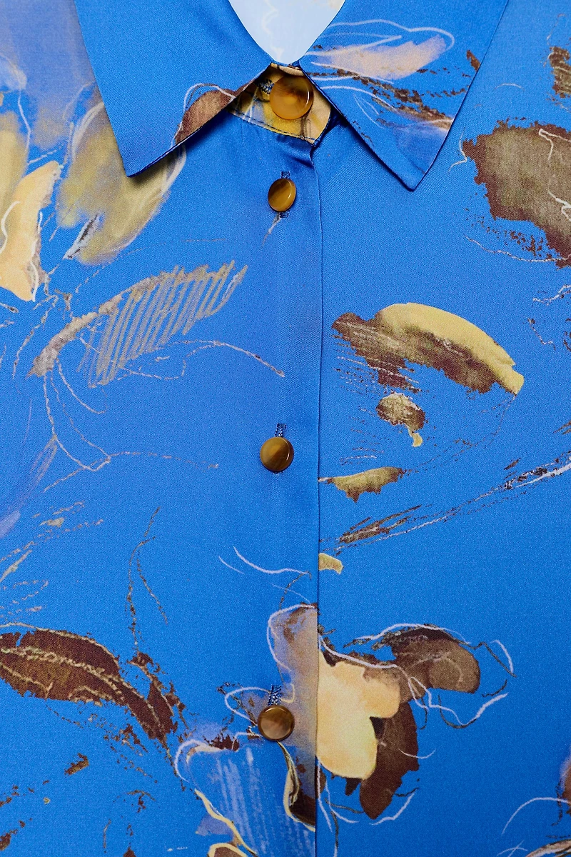 FLORAL PRINT SATIN SHIRT