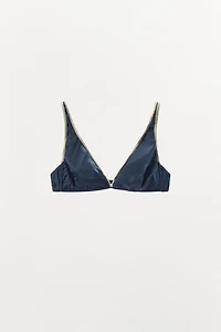 SILK TRIANGLE BRA WITH CONTRAST STRAP