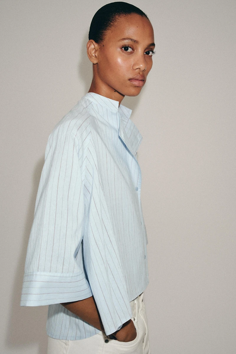 ZW COLLECTION ASYMMETRICAL STRIPED SHIRT