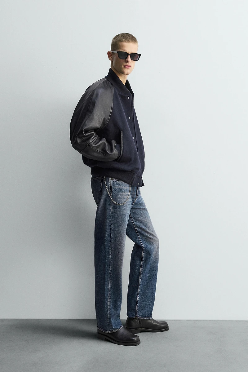 LEATHER COMBINATION BOMBER JACKET LIMITED EDITION