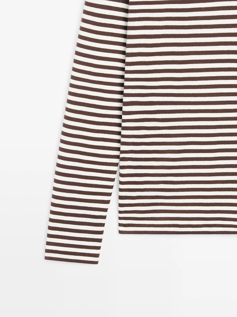 Striped long sleeve T-shirt with contrast detail