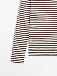 Striped long sleeve T-shirt with contrast detail