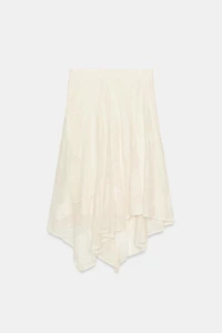 ASYMMETRIC LACE MIDI SKIRT