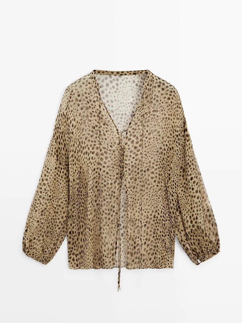 Flowing animal print blouse