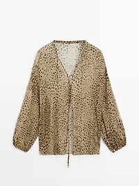 Flowing animal print blouse