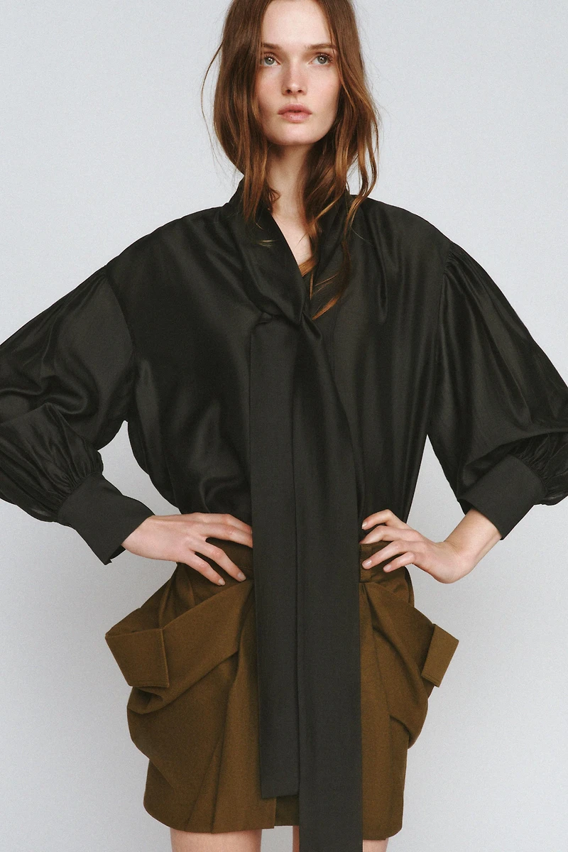 SATIN EFFECT SHIRT WITH TIES ZW COLLECTION