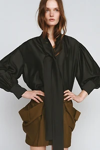 SATIN EFFECT SHIRT WITH TIES ZW COLLECTION