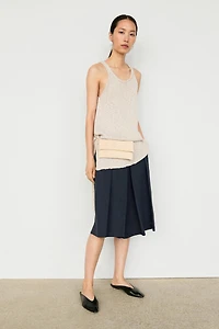 Linen blend Bermuda shorts with pleats