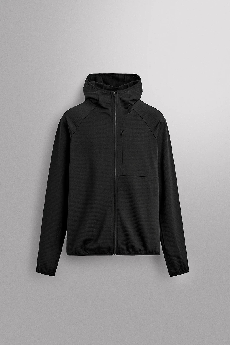 TECHNICAL COMBINATION FLEECE HOODIE SWEATSHIRT