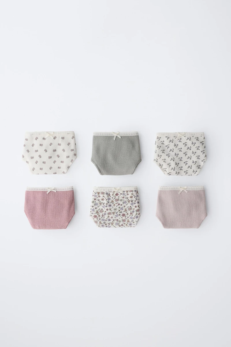 6-14 YEARS / SIX-PACK OF TINY FLORAL UNDERWEAR