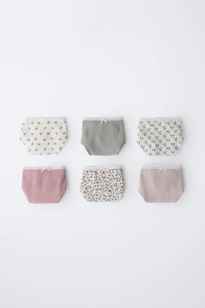 6-14 YEARS / SIX-PACK OF TINY FLORAL UNDERWEAR