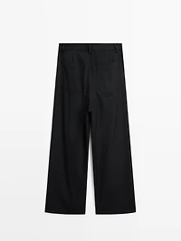Mid-rise wide-leg pinstripe trousers