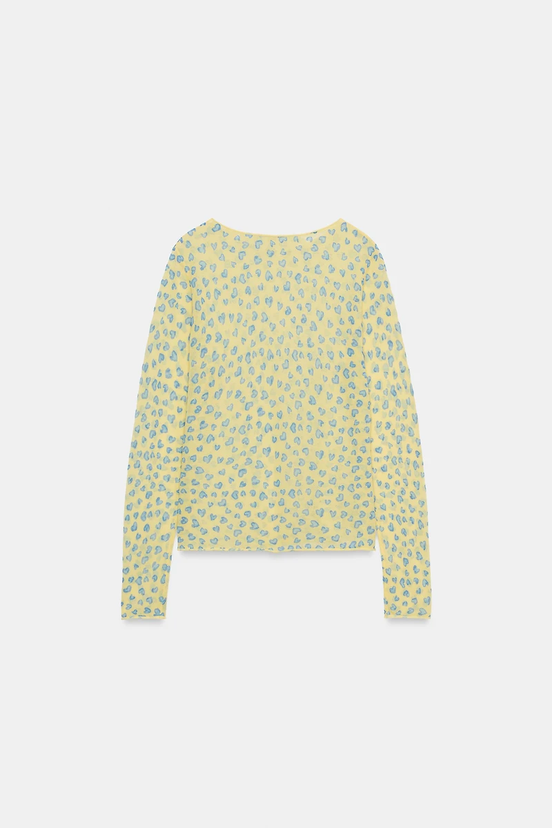 SHEER HEART KNIT TOP