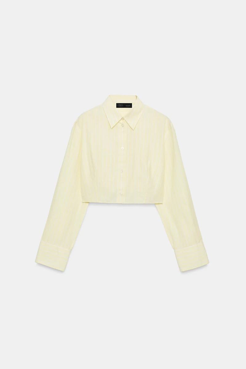 STRIPED POPLIN CROPPED SHIRT