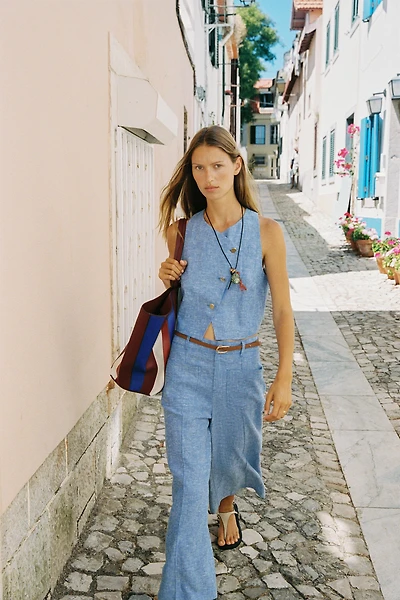 DOUBLE BREASTED LINEN VEST