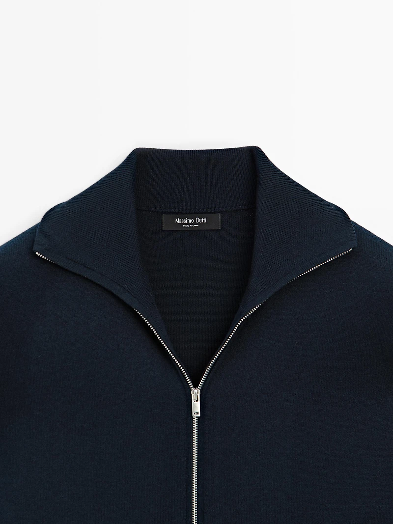 Cardigan fermeture Éclair en coton et laine