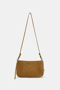 DOUBLE POCKET SPLIT LEATHER CROSSBODY BAG