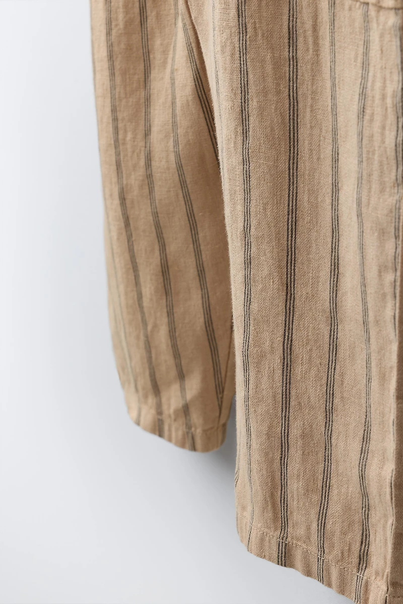 100% LINEN STRIPED JUMPSUIT