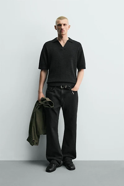 TEXTURED RELAXED FIT KNIT POLO