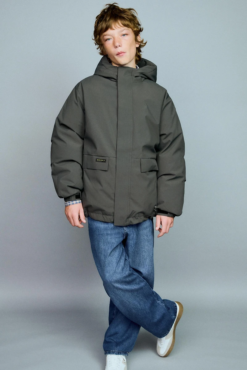 50% FEATHER AND DOWN WATER REPELLENT JACKET WITH LABEL