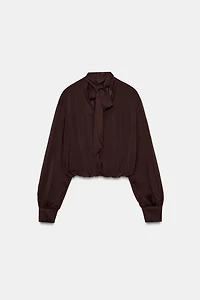 DRAPED BOW BLOUSE