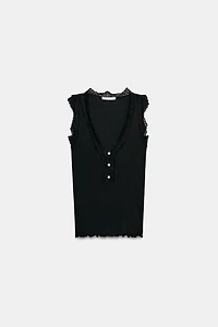RIBBED LACE T-SHIRT