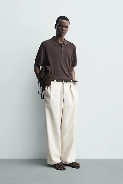100% LINEN KNIT POLO SHIRT