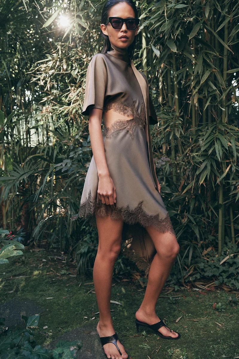 SATIN EFFECT LACE DRESS ZW COLLECTION