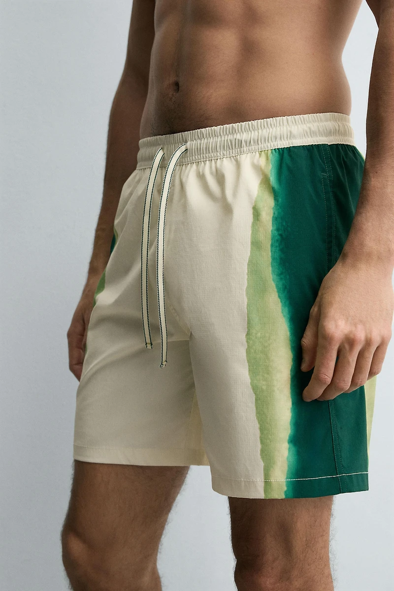 MAILLOT DE BAIN LONG À IMPRIMÉ BANDES