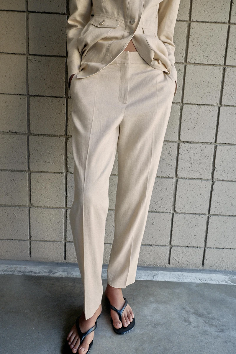 PANTALON SLIM AVEC LIN