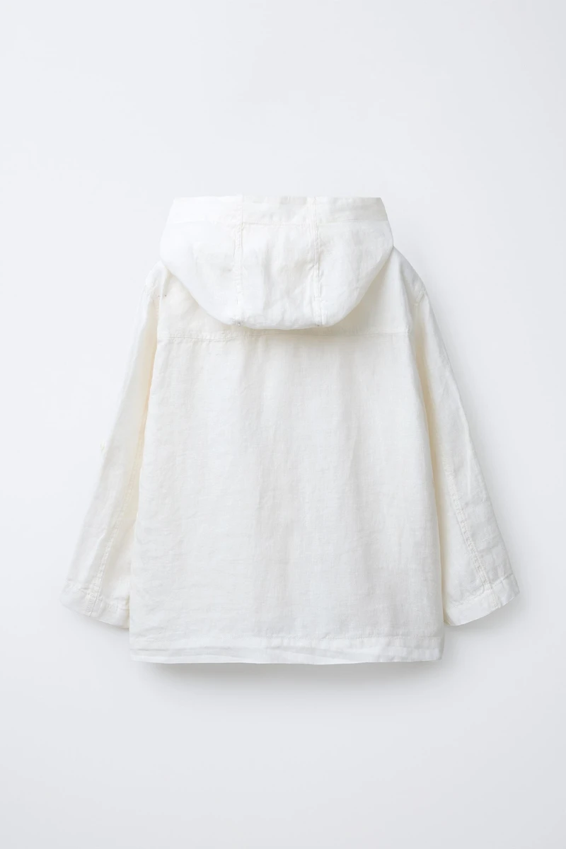 100% LINEN HOODED OVERSHIRT