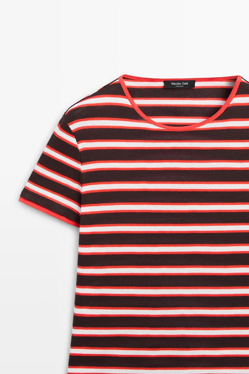 100% cotton short sleeve striped T-shirt