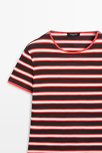 100% cotton short sleeve striped T-shirt