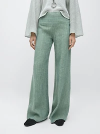 Striped flowing trousers with corset belt detail