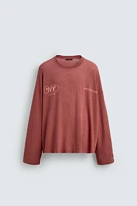 T-SHIRT RELAXED FIT EN COTON ET LIN À INSCRIPTIONS