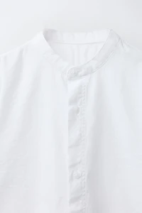 TEXTURED MANDARIN COLLAR SHIRT