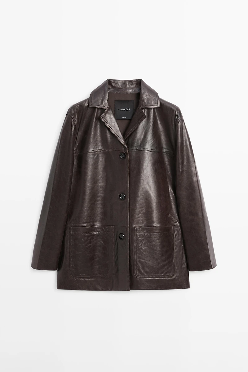 Veste 100% cuir nappa à boutons
