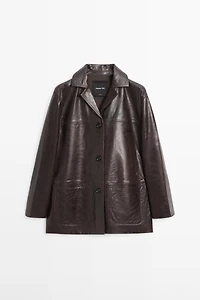 Veste 100% cuir nappa à boutons