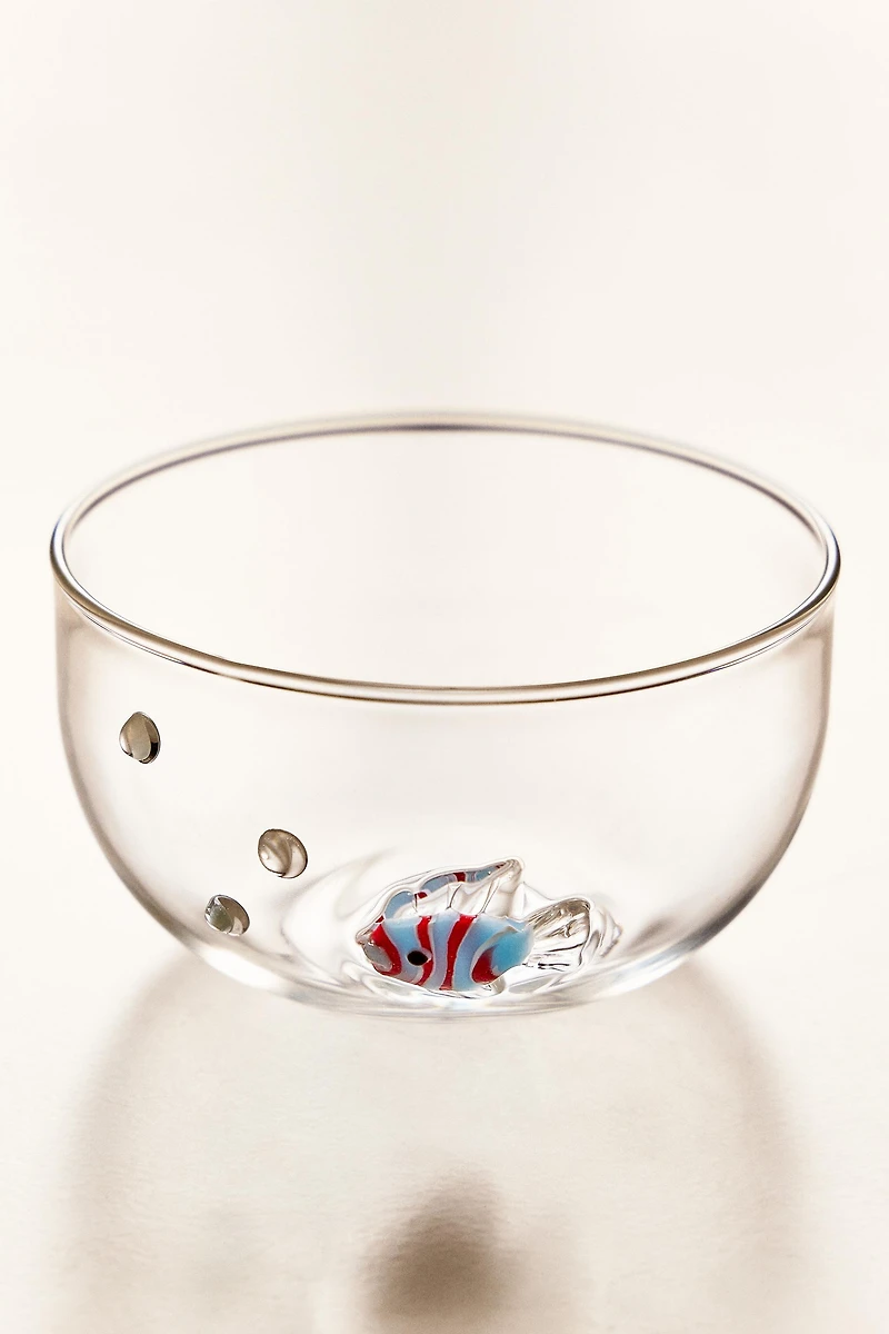 FISH AND BUBBLE BOROSILICATE GLASS BOWL