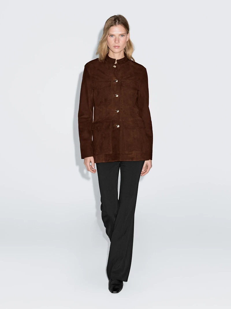 Suede leather safari jacket
