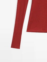 Long sleeve T-shirt with ribbed detail