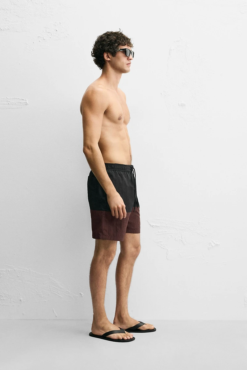 COLOR BLOCK LONG SWIMSUIT