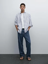 Regular fit striped linen shirt