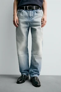 STRAIGHT FIT SEAMED JEANS